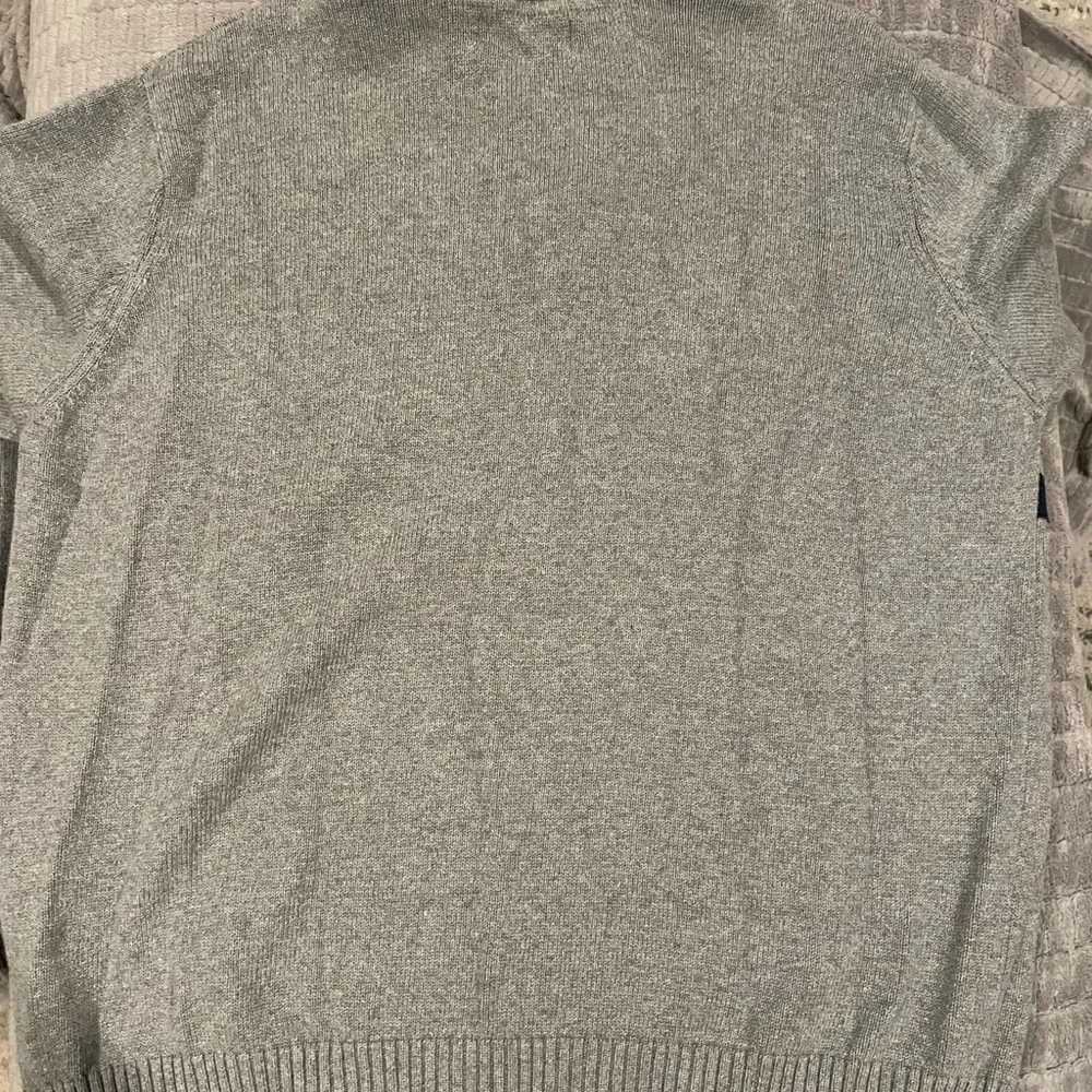 Eddie Bauer Gray Zip-Up Sweater with Red and Blue Stripes - Picture 5 of 6